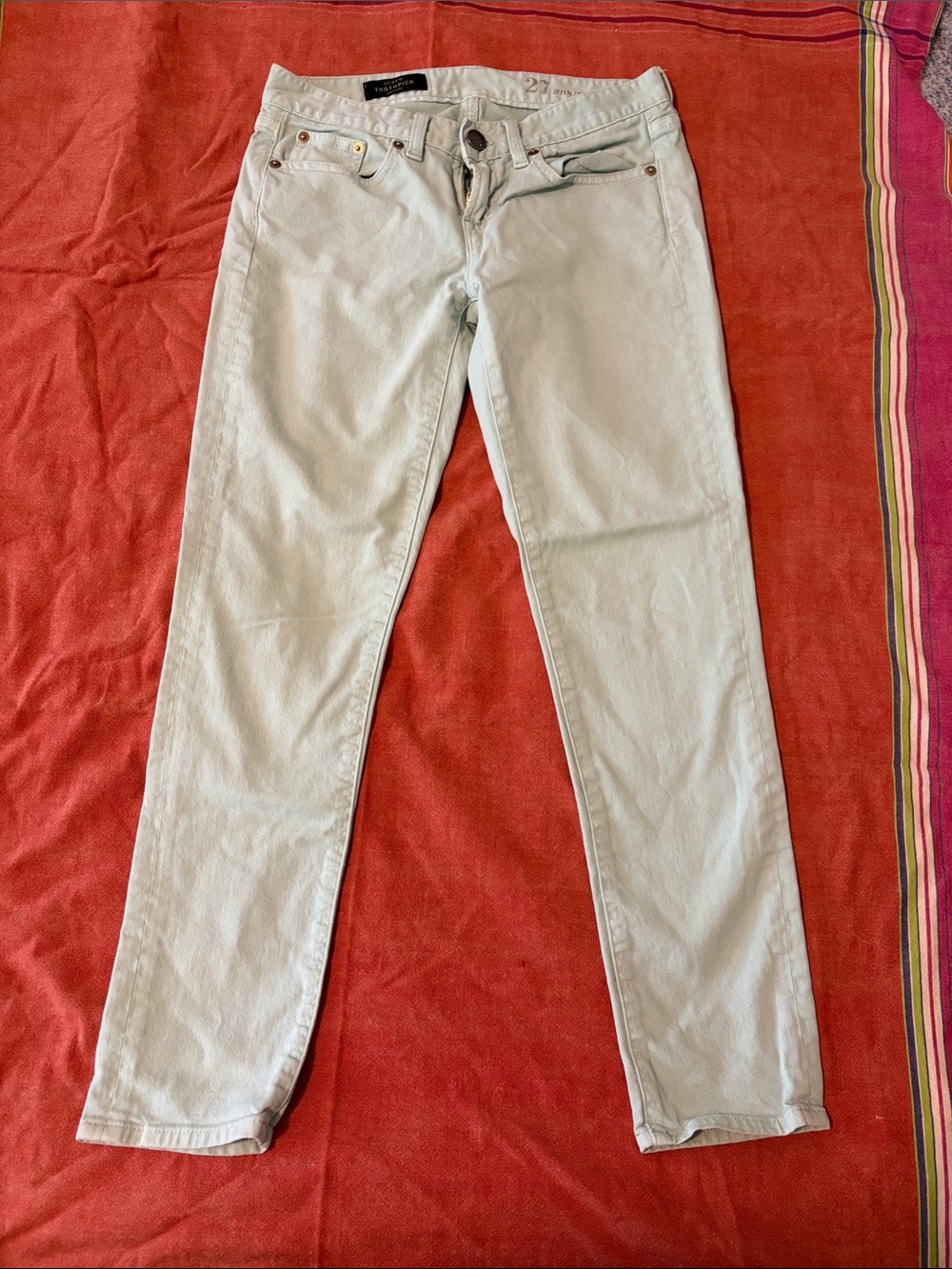 J. Crew Ankle Crop Jeans in Light Sage Green